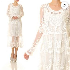 NWT cream boho lace dress